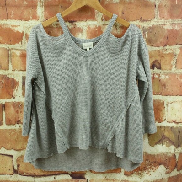 Anthropologie DELTTA Millipa Top Womens XXS Gray Knit Cold Shoulder $68 Slouchy - Picture 10 of 12